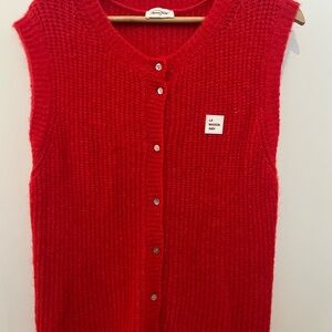 American Vintage Bright Red Knit Cardigan